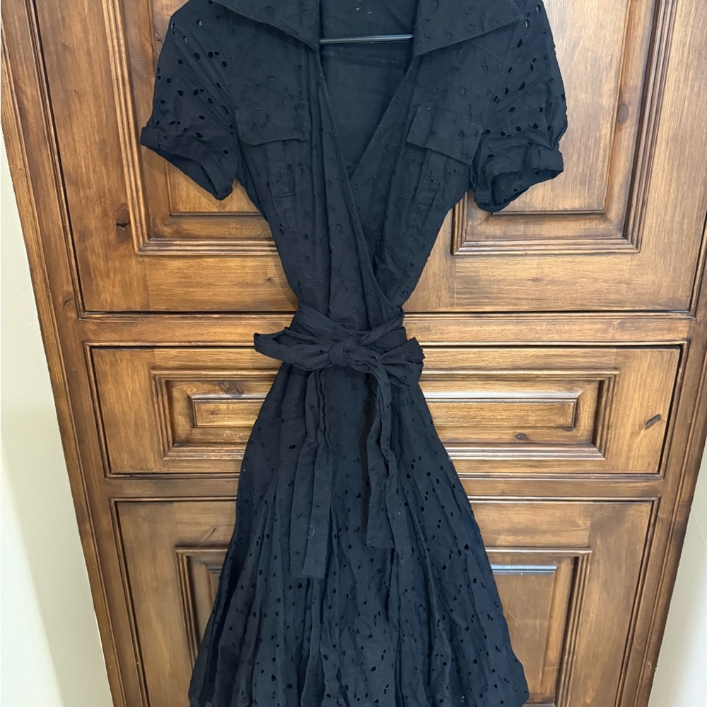 Diane Von Furstenberg Black Midi Wrap Dress